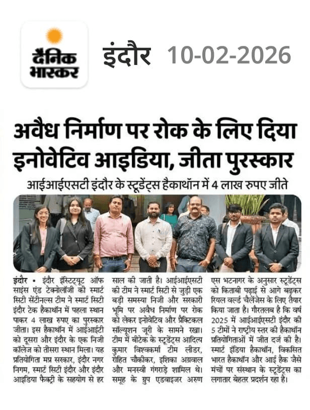 Indore Tech Hackathon project view — urban construction monitoring dashboard