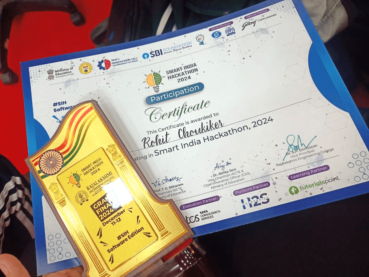 Smart India Hackathon project view — team collaboration and monitoring interface